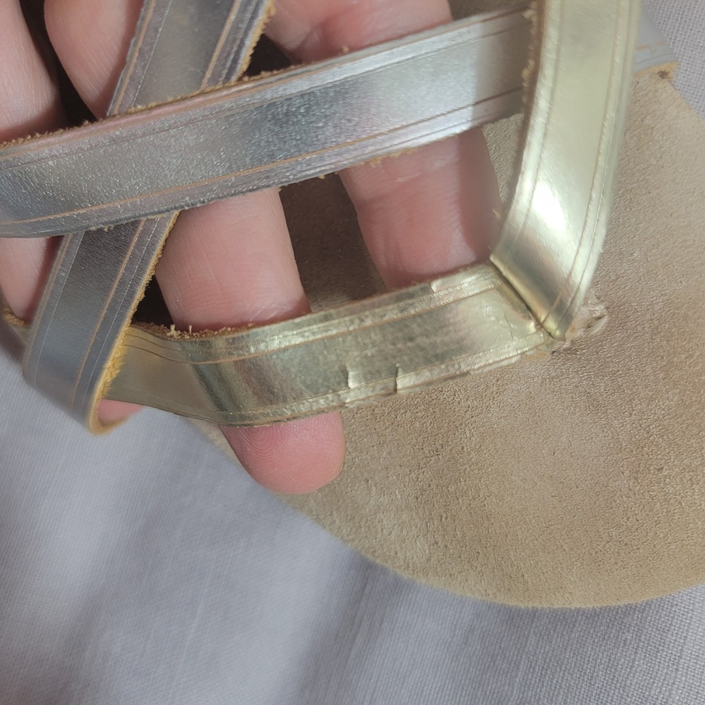 G.H. Bass Sunjuns Sharon Gold Silver Slide Thong Flip Flop Sandals sz 9M - Picture 4 of 15